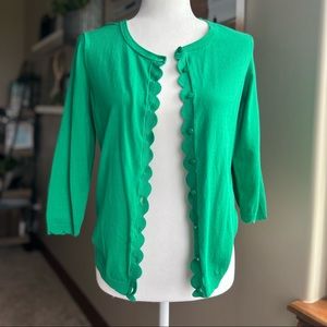 Talbots cardigan with scallop detail. Size Petite Medium.